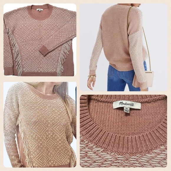 NWOT! Madewell Reverse Diamond Fringe Pullover Sweater (XS/S) - Picture 5 of 16